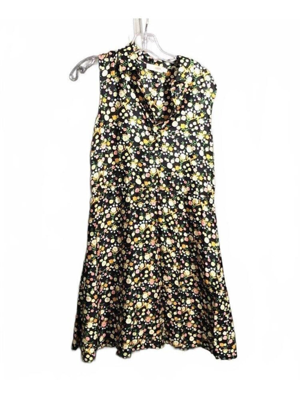 TORY BURCH Size 0 Black Floral Sleeveless Dress